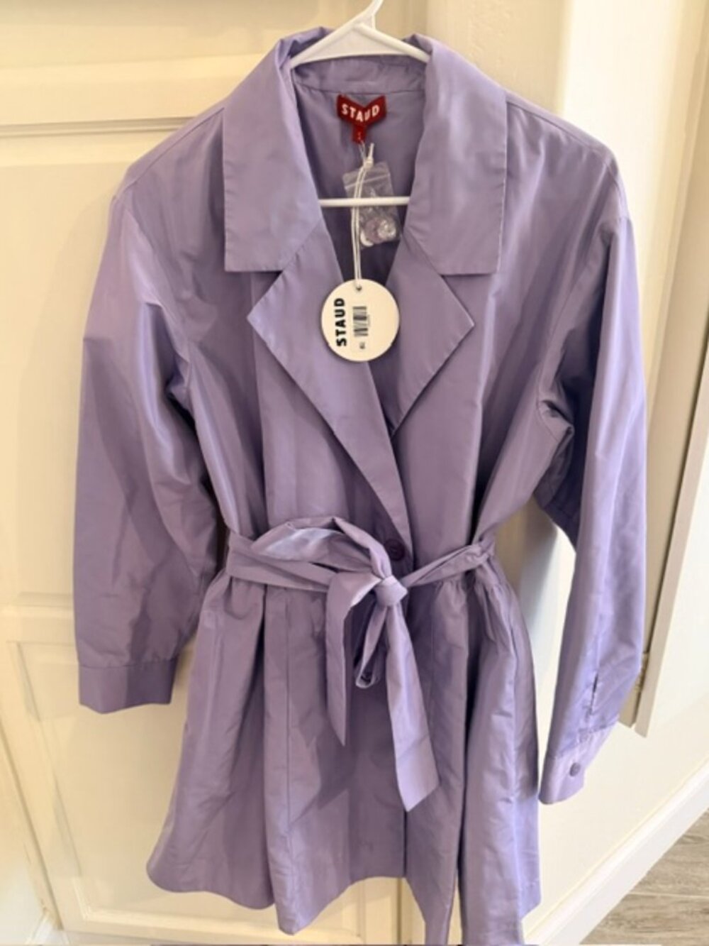 NWT Staud RINA TRENCH LILAC Dress &/or Jack in Lilac Size Small Retail $550